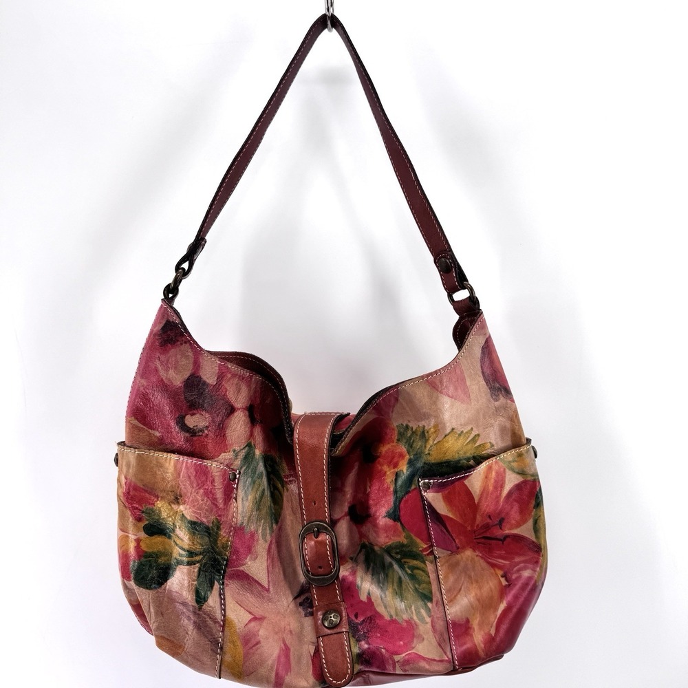 Patricia Nash Floral Hobo Bag Italian Heritage Leather Shoulder Slouchy Cottage - Picture 1 of 16